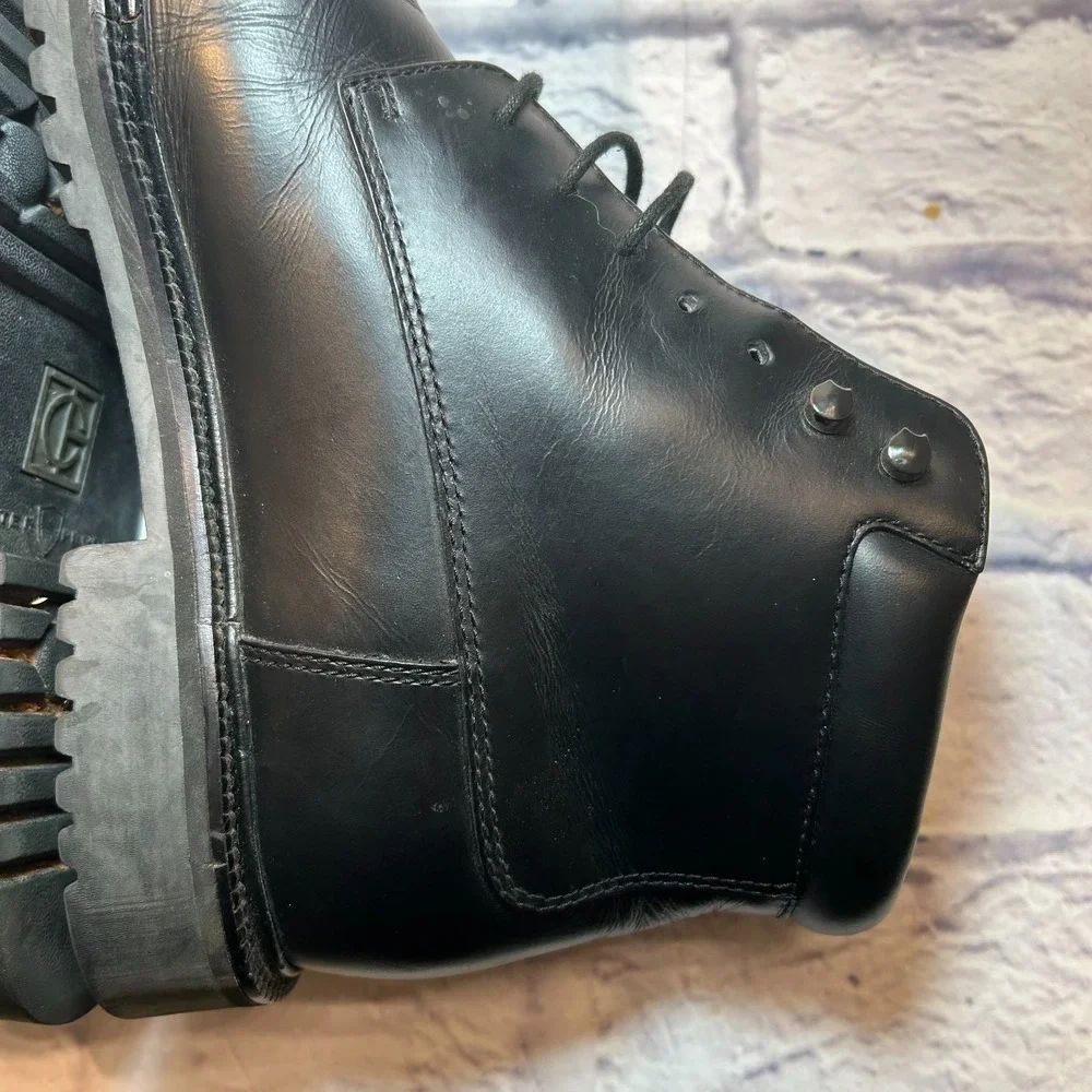 Cole Haan Chukka Boots Mens 9M Black Leather Lace Up Comfort Ankle Lug Sole READ